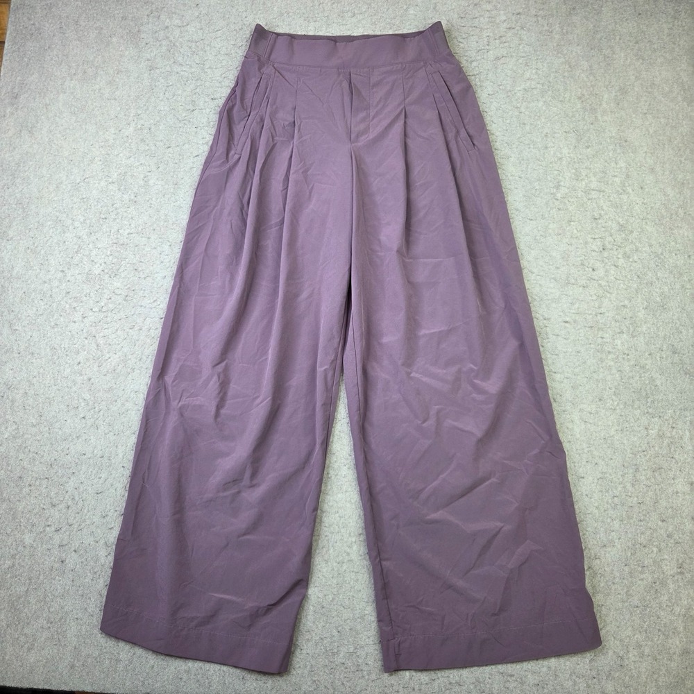 Athleta Brooklyn Heights High Rise Pleated Wide Leg Pant Size 4 Purple Stretch